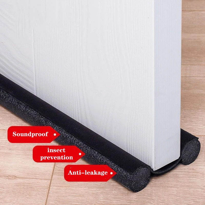 

93*10cm Waterproof Seal Strip Draught Excluder Stopper Door Bottom Guard Double Silicone Rubber Seal Dustproof Soundproof Strips