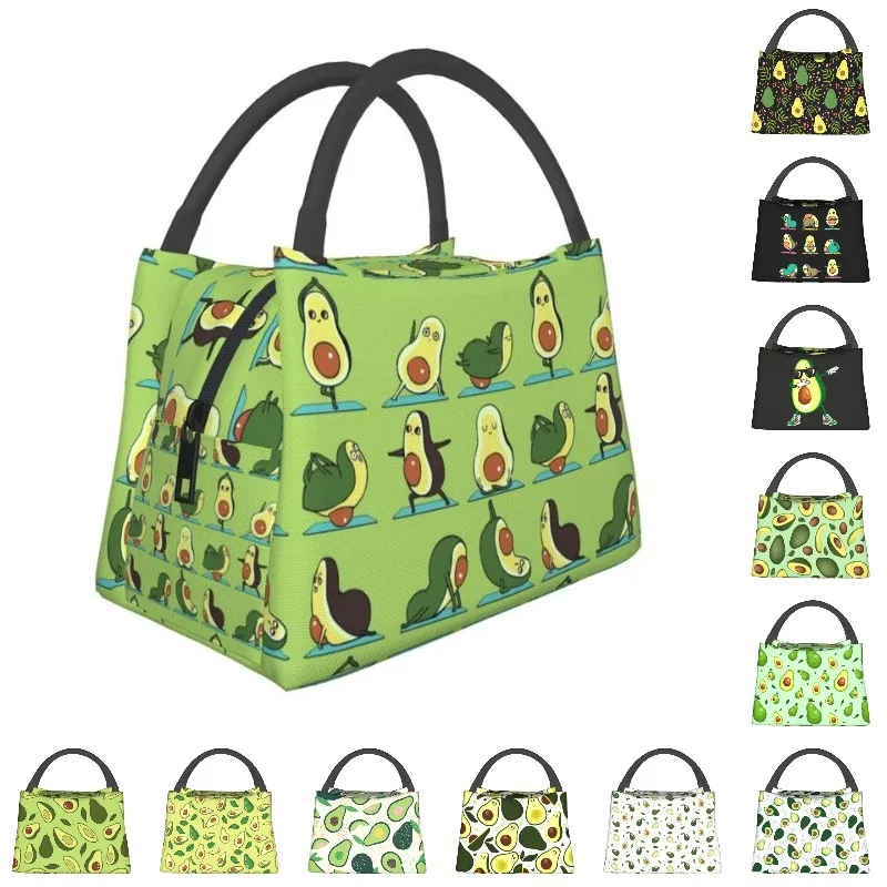 

Avocado Yoga Thermal Insulated Lunch Bags Guacamole Vegan Lover Anti Portable Lunch Container for Office Outdoor Meal Food Box