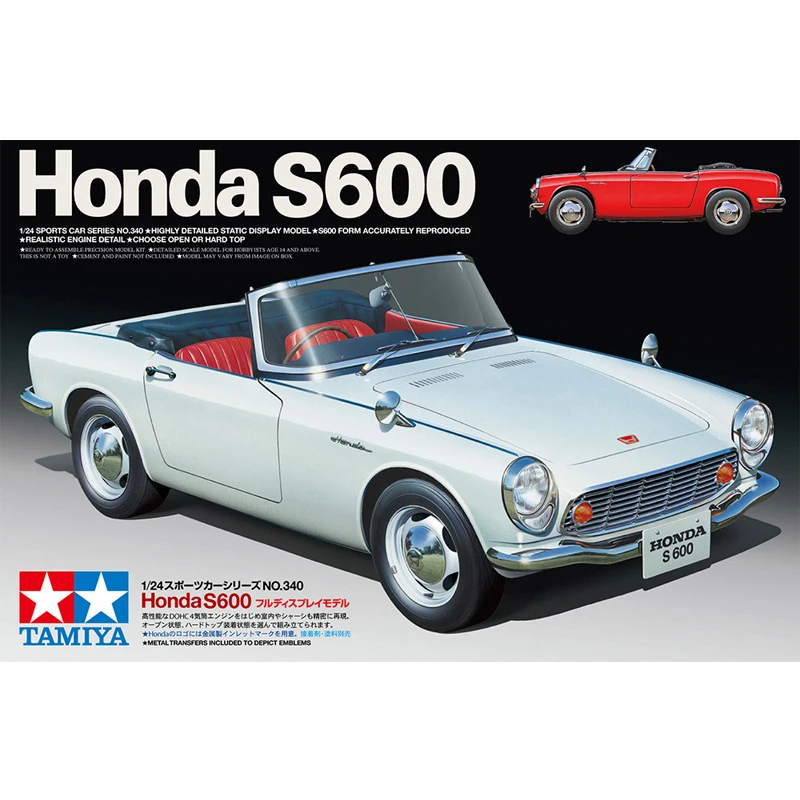 

Tamiya 24340 Static Assembled Car Model 1/24 Scale for Honda S600 1964 Rosadster Model Kit