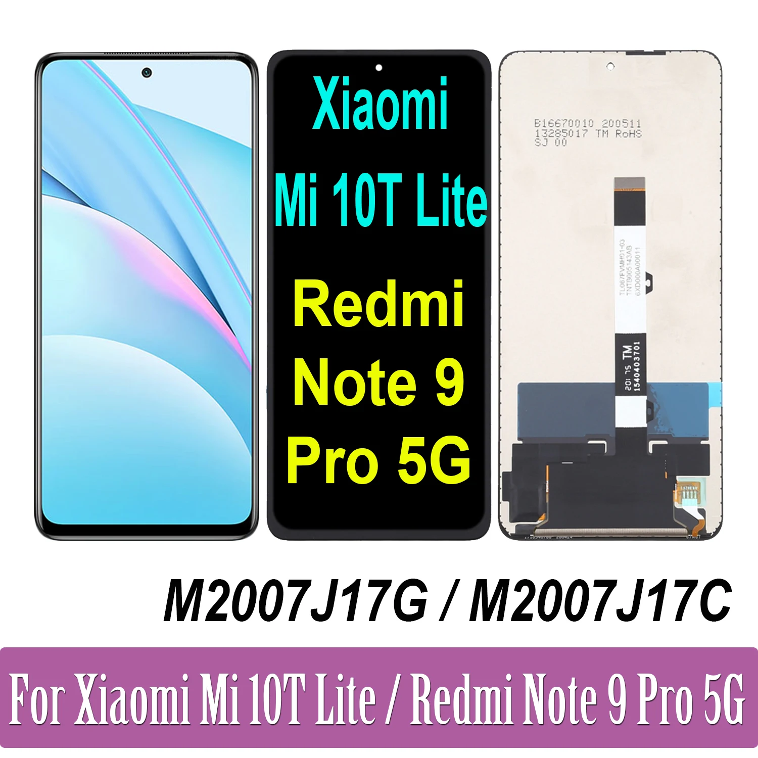 

Original For Xiaomi Mi 10T Lite 5G M2007J17G LCD Display Touch Screen Digitizer For Redmi Note 9 Pro 5G M2007J17C LCD