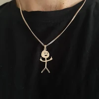 creative people pendant necklace for men women girls 2022 new punk fashion gold silver color metal chain necklaces jewelry gifts