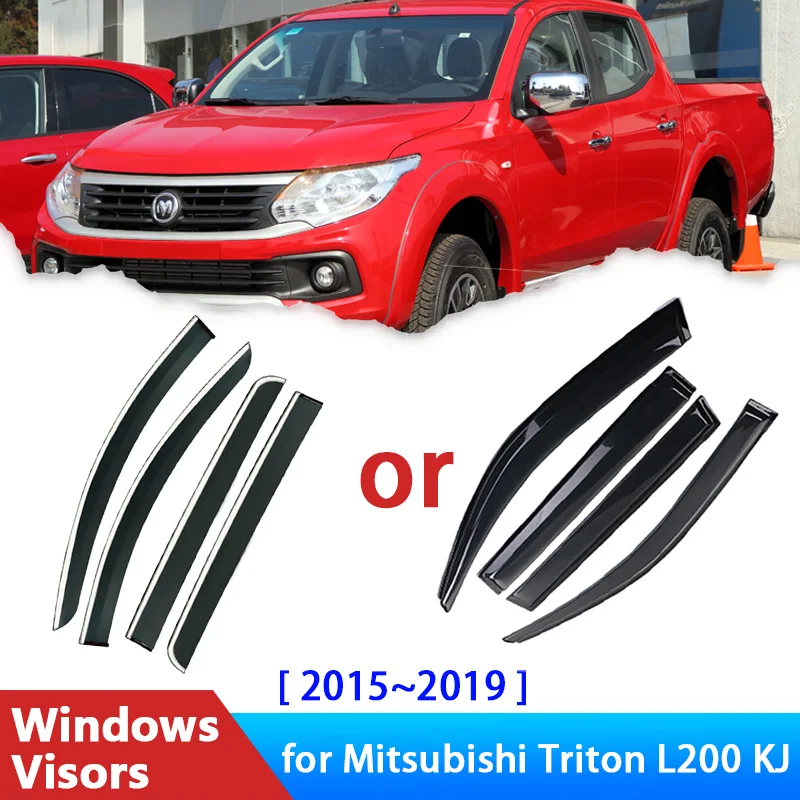 

4х лобовое стекло для Mitsubishi Triton GLS L200 KJ KK KL 2015 ~ 2019 аксессуары автомобильный козырек дефлекторы от дождя и бровей автомобильный Стайлинг