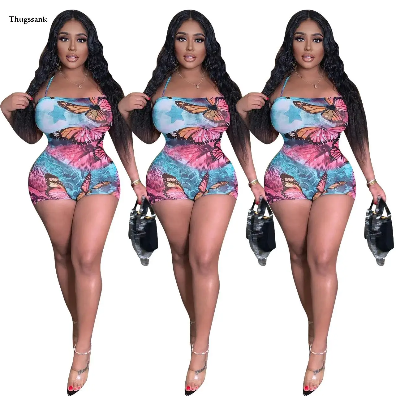 

2023 summer sexy tight halter print jumpsuit cross-border women's wear