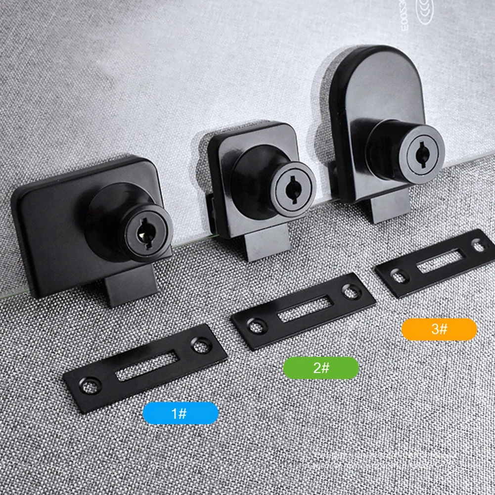

Metal Showcase Display Cabinet Sliding Glass Door Lock With 2pcs Key For 5-8mm Glass Home Improvement Hardware Locks