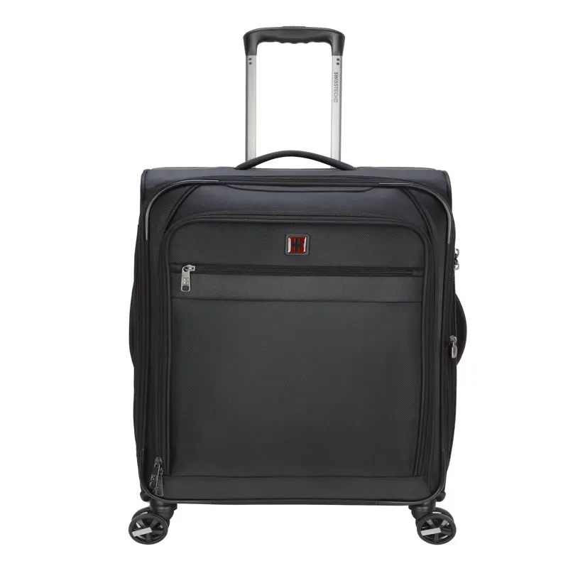 

Adorable 28in Softside 8-Wheel Spinner Black Checked Luggage - Perfect for Stress-Free Traveling with Style and Comfort.