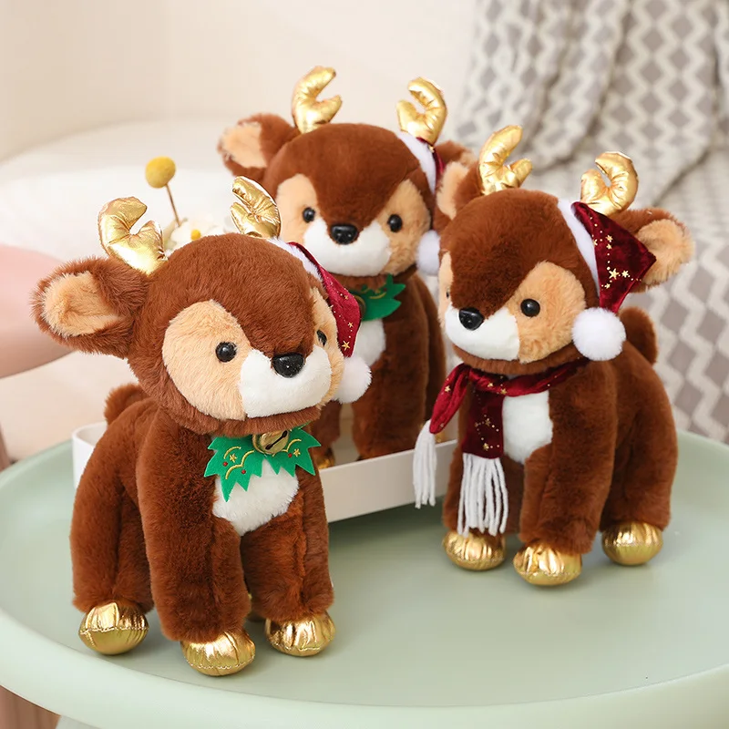 

1pc 32cm Kawaii Christmas Elk Plush Toys Colorful Deer Giraffe Stuffed Soft Dolls Baby Children Kids Xmas Gift Room Decor