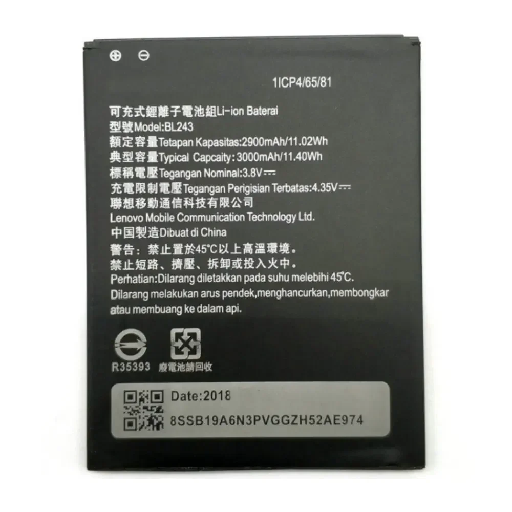 Аккумулятор BL243 2900 мАч для Lenovo K3 Note K50-T5 A7000 A5500 A5600 A7600 аккумуляторы мобильных