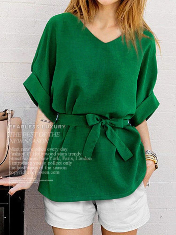 Женская хлопковая льняная блузка зеленого размера плюс 5XL новинка 2022