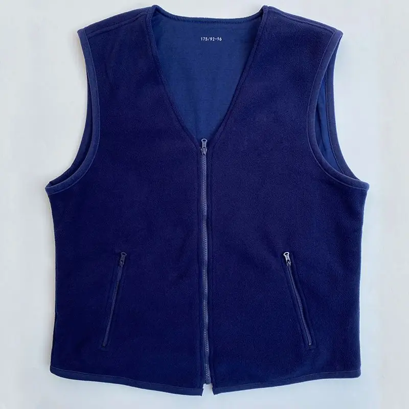 Осенне-зимний бархатный жилет синий флисовый теплый морозостойкий кардиган на