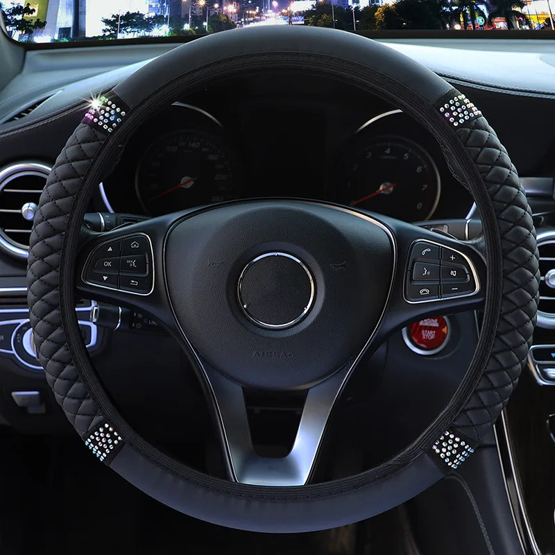 

38CM Leatherwear Steering Wheel Cover New Car Steering Wheel Cover Decor Interior Massage Particles Universal Accessories