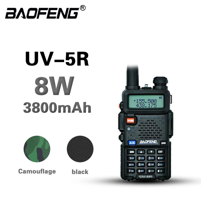 real 8w baofeng uv5r walkie talkie 10km two way radio hunting radio uv 5r baofeng ham radio uv5r fm transceiver amateur radio free global shipping