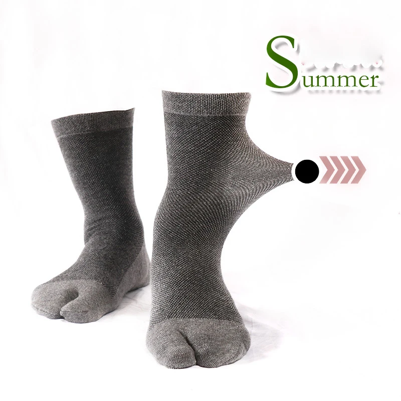 

3 Pairs Men's Mesh Tabi Socks Summer Thin Two Finger Toe Socks Mans Japanese Business Casual Sweat Breathable Cotton Clogs Socks