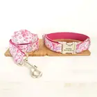 Персонализированный ошейник для домашних животных индивидуальная именная табличка ID Tag Регулируемый розовый цветок ошейники для собак и кошек свинцовый поводок