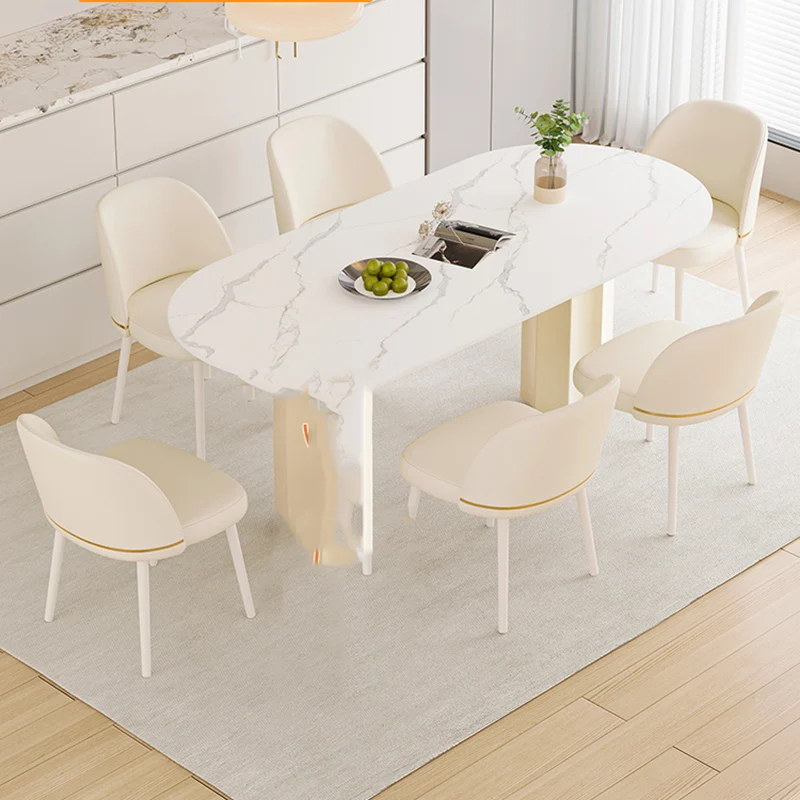 

Oval Modern Dining Table Nordic Luxury Breakfast Kitchen Dining Table Living Minimalist Mesa Comedor Dining Room Furniture