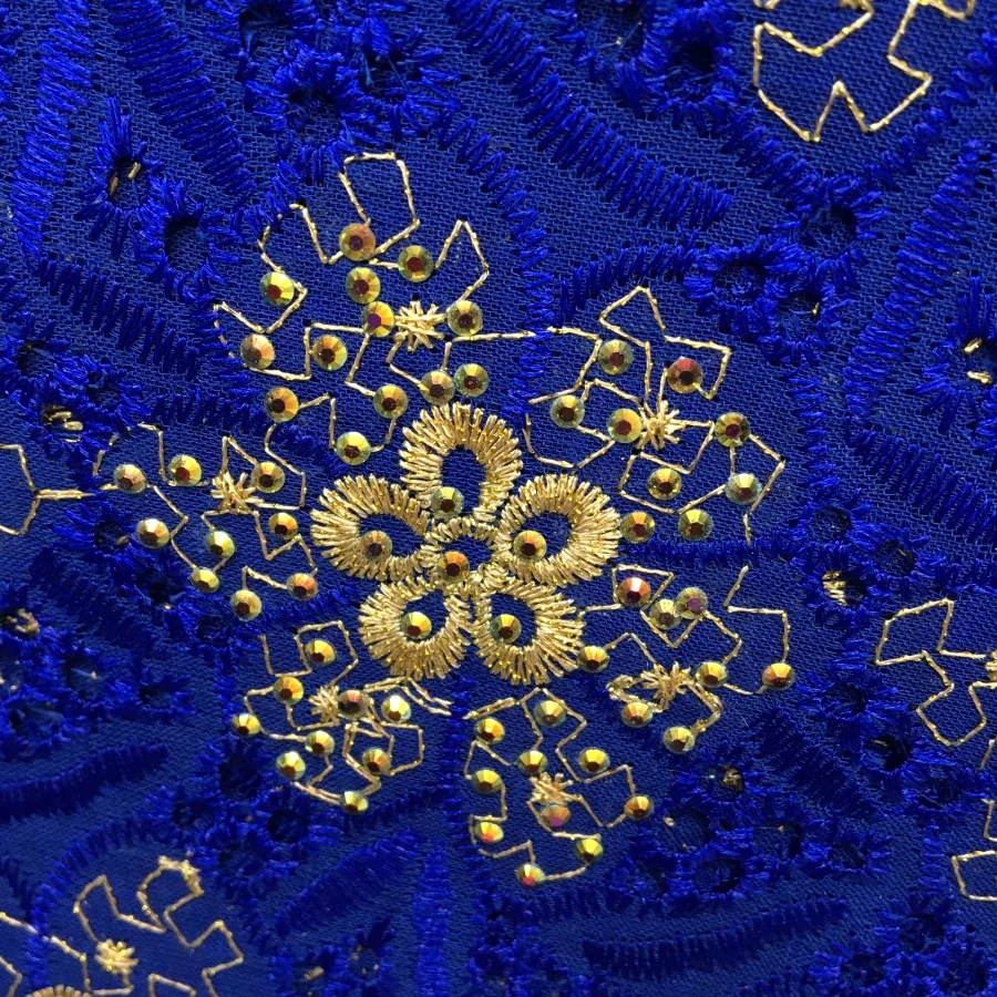 SJD LACE 5 ярдов желтые африканские камни кружевная ткань хлопковая швейцарская