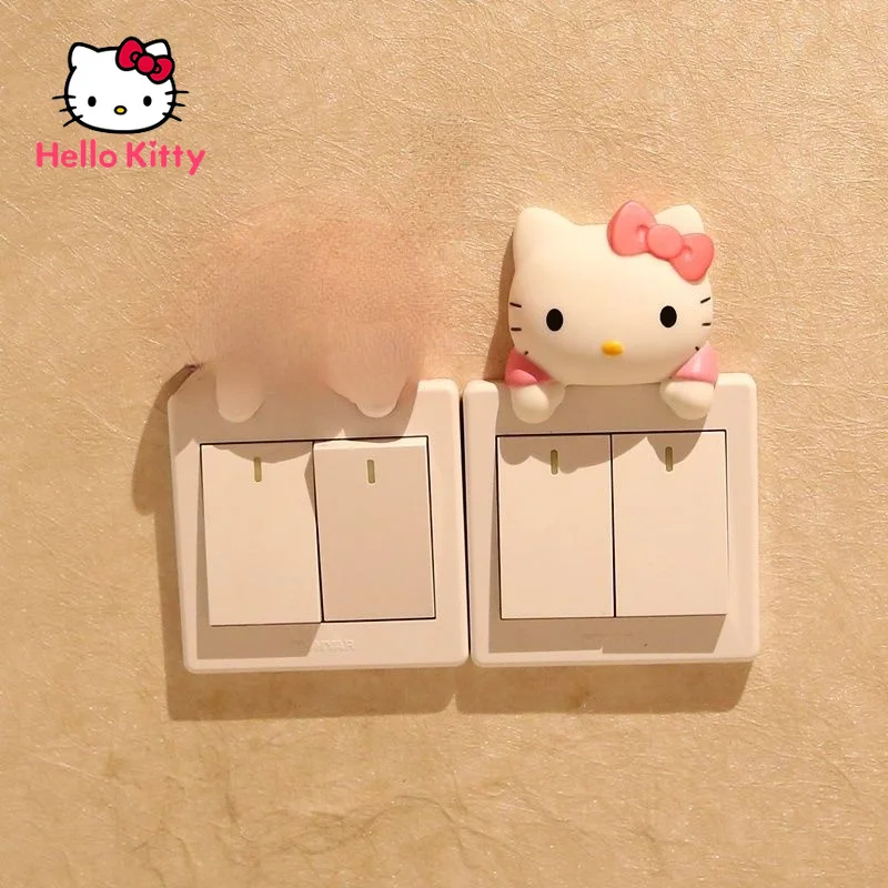 

Декоративная наклейка с рисунком Hello Kitty для дома и спальни, защитная крышка, домашняя креативная Милая наклейка для стены, крышка розетки