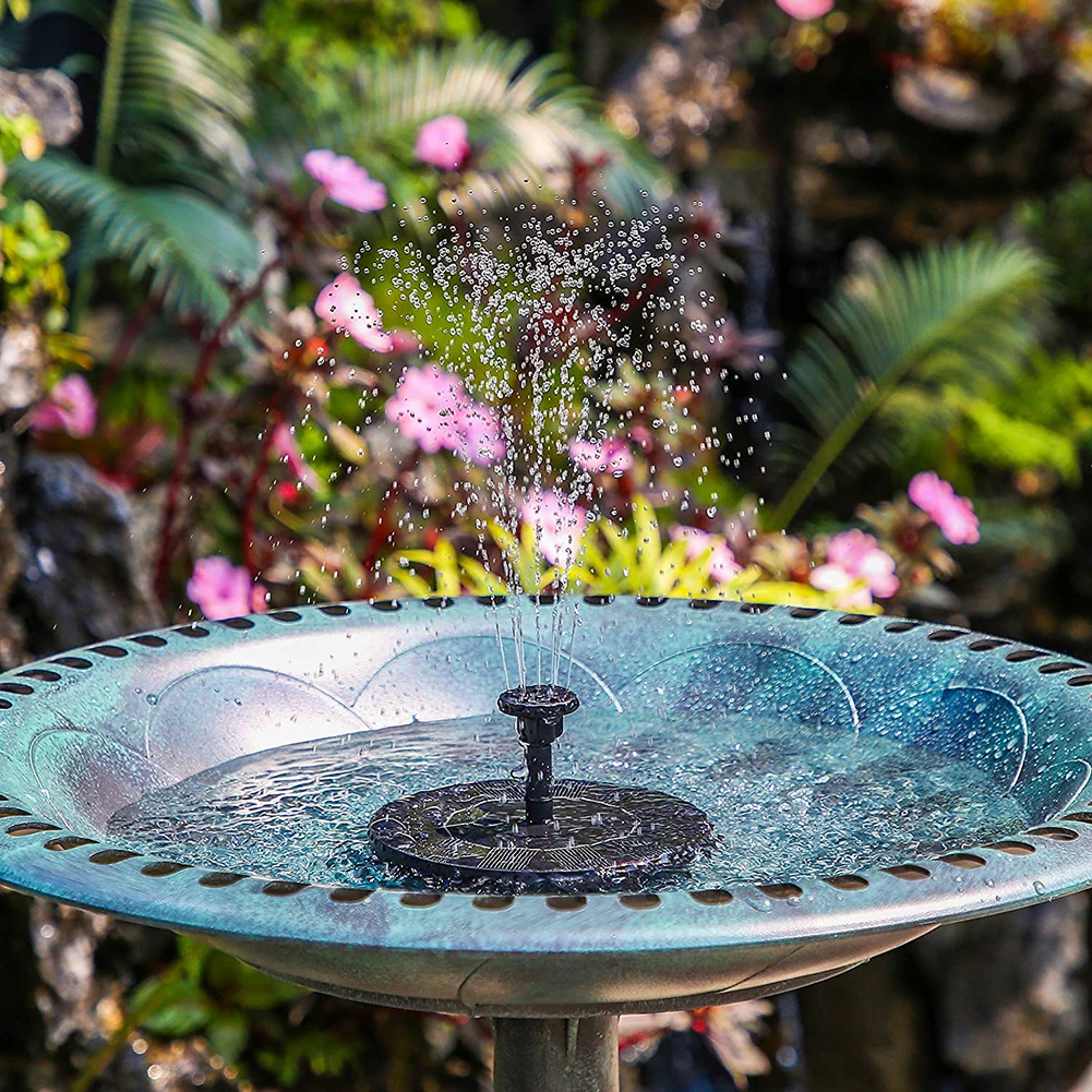 

Solar Powered Circular Fountain Pump with 6 Nozzles Easy to Install Adjustable Water Height for Garden Decoration