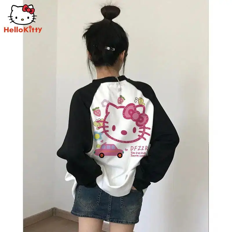 

Anime Hello Kitty Kawaii Hoodie Girl Fashion Long Sleeve Jacket Cartoon Clothing Soft Child Loose Cosplay Clothes Birthday Gift