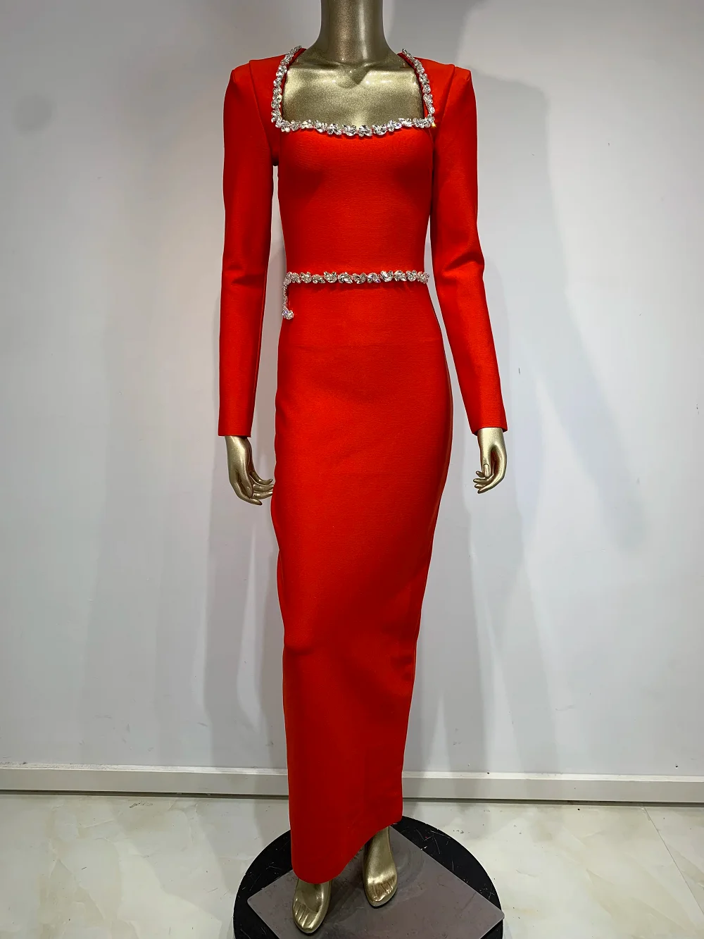 2025 женское сексуальное платье знаменитостей с длинным рукавом и квадратным