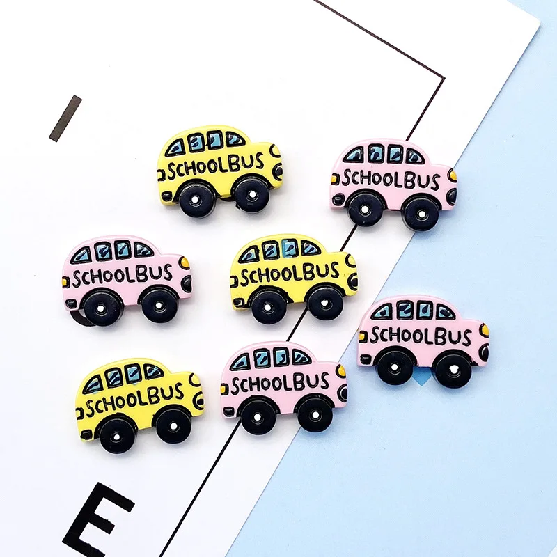 

10Pcs Mini Resin School Bus Decoration Craft Flatback Kawaii Cabochon Scrapbooking for Phone Decor DIY Hair Accessories