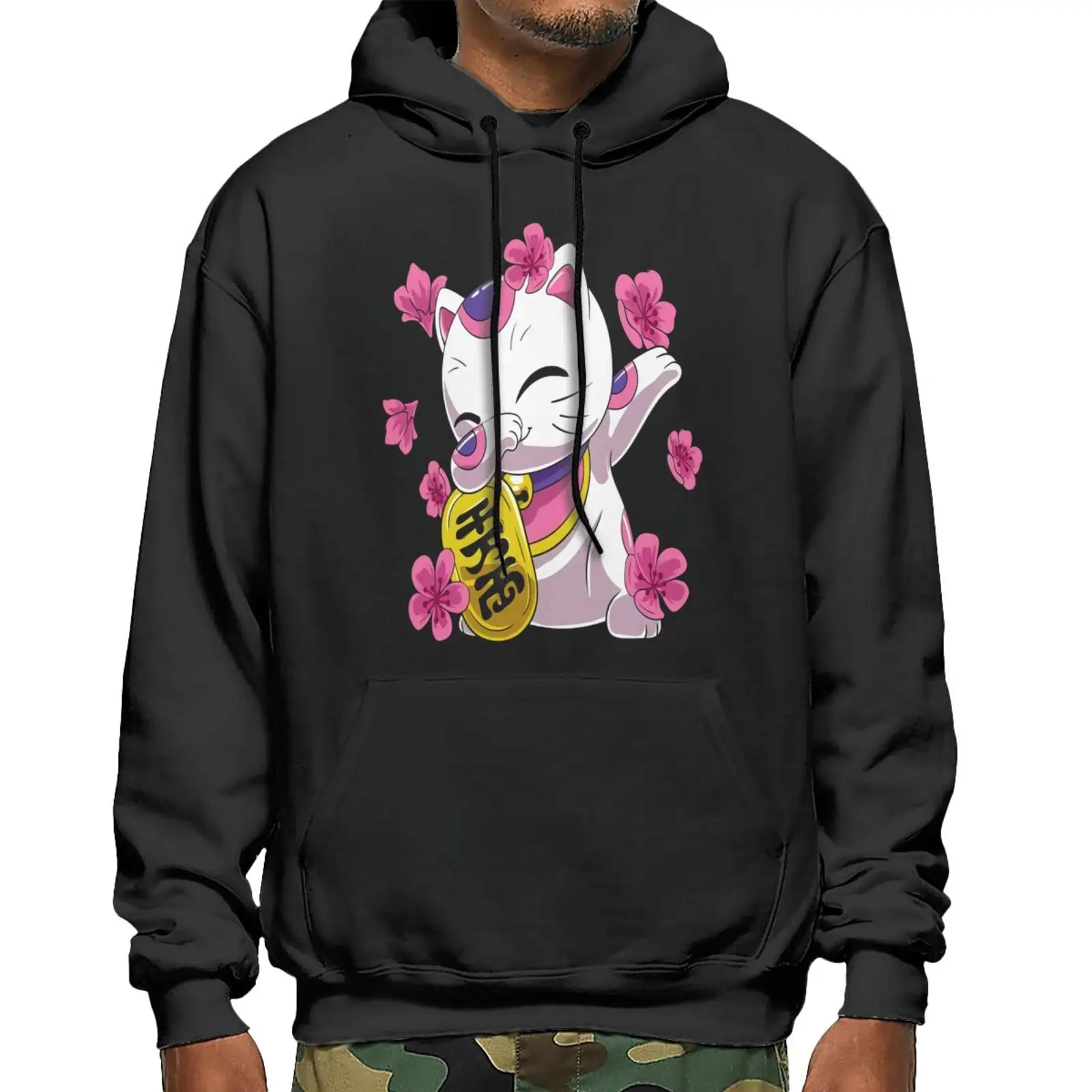 

Dabbing Maneki Neko Japanese Lucky Cat Hoodie Male Sweatshirt Hoodie Men's Coat Female Sweatshirt Women's Jacket Hoodies Women