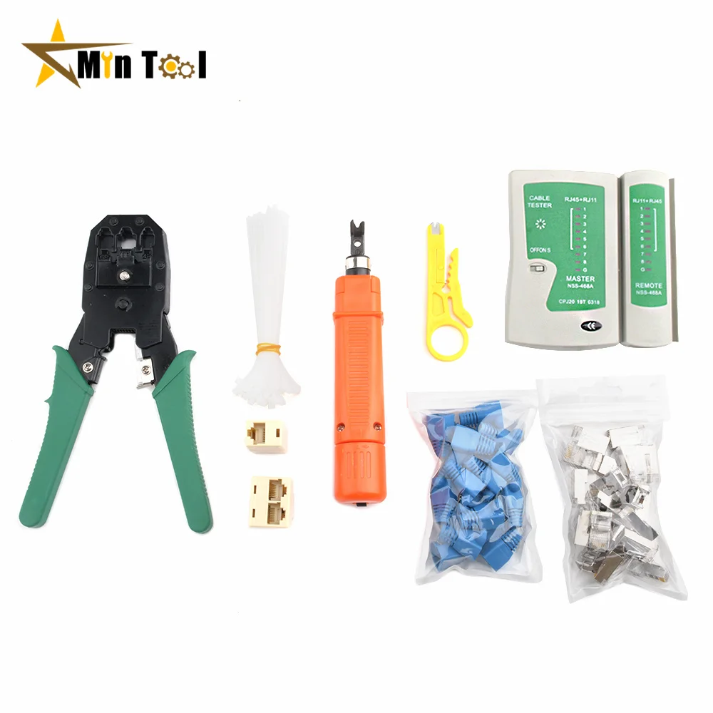 

14 Pcs/Set LAN Tester RJ45 Crimping Pliers Portable Network Repair Tool Kit Cable Tracker And Crimper Clamp Hand Tool Set