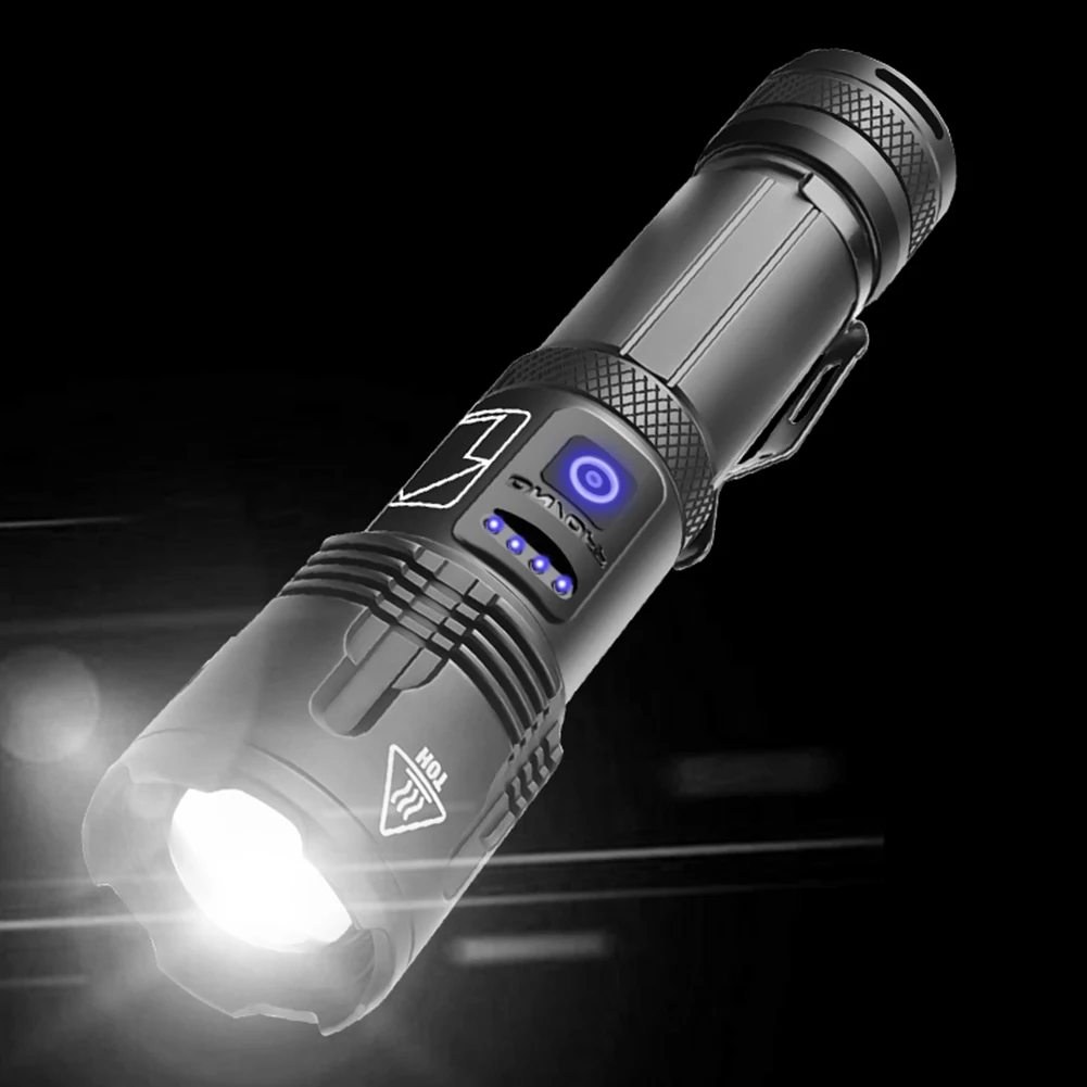 

Long Range Powerful LED Flashlight XHP99 High Power Aluminum Alloy Telescopic Zoom Torch 5 Mode Rechargeable Tactical flashlight