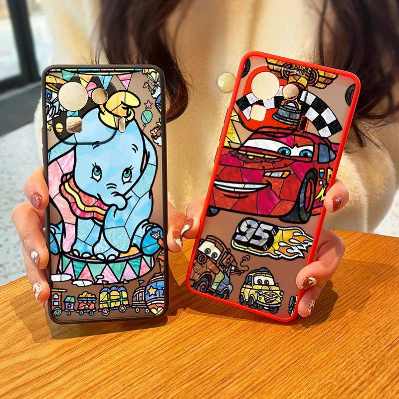 

Disney Lightning McQueen Dumbo Frosted Translucent Case For Xiaomi 12 T 11 POCO F3 X3 X4 F4 M3 M4 NFC Pro GT Matte Cover