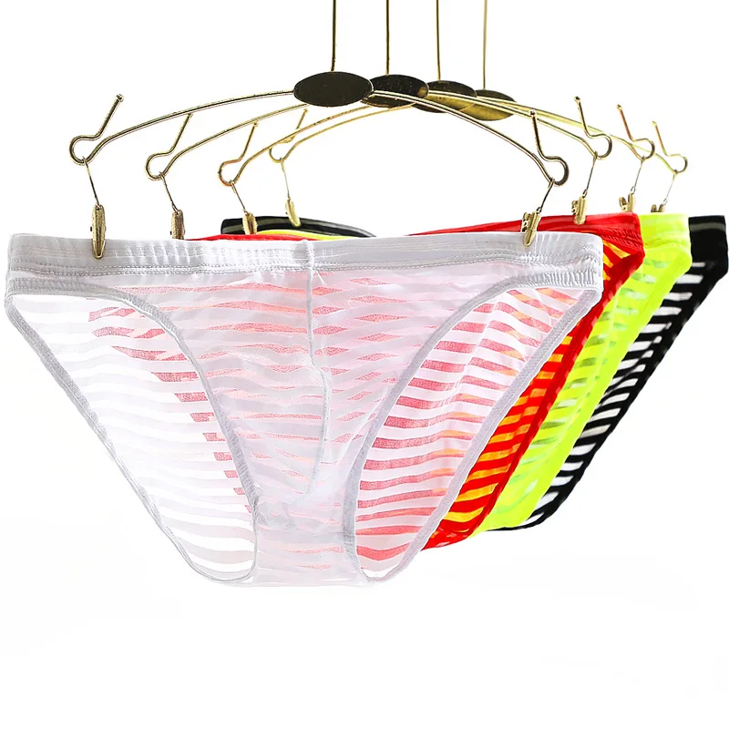 

Sexy Men Underwear Briefs Bikini Transparent Mesh Underpants Male Breathable Low Rise U Convex Pouch Panties