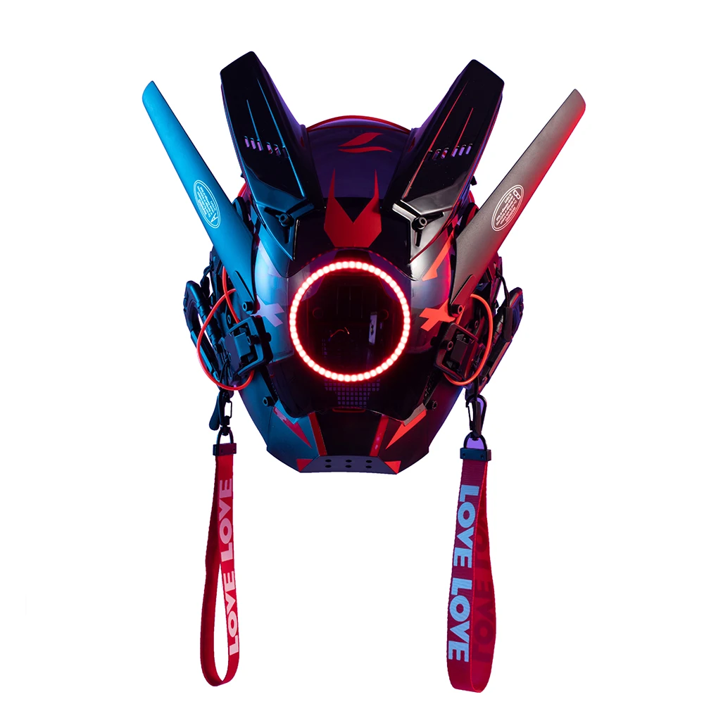 

CyberPunk Mask Night City Halloween Festival Samurai Cosplay Stage Property SCI-FI Red LED Lamp Party Gifts For Adults