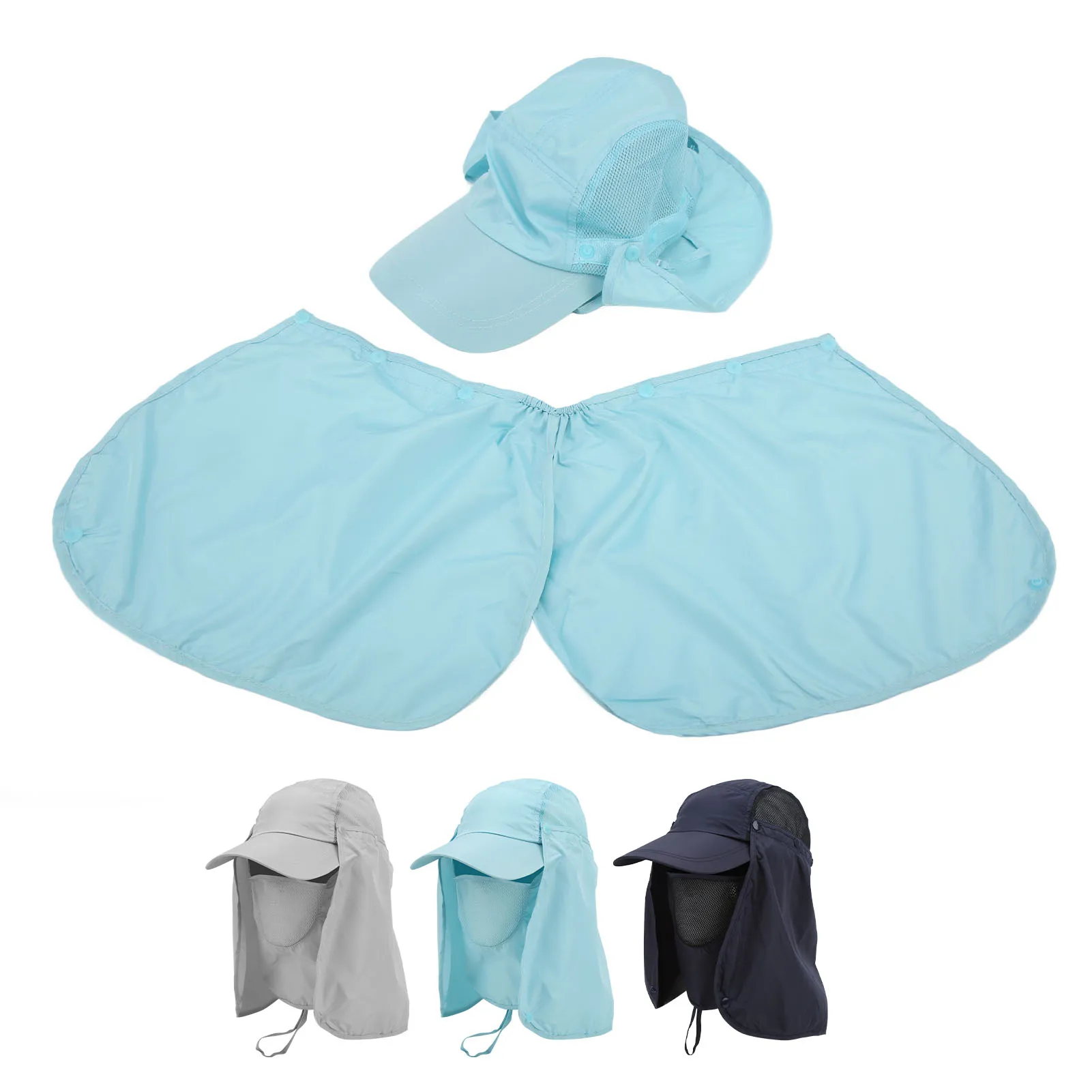 

Outdoor Hat Detachable Face Cover Button Design Curved Brim Sun Protection Breathable Hiking Hat Comfortable for Outdoor