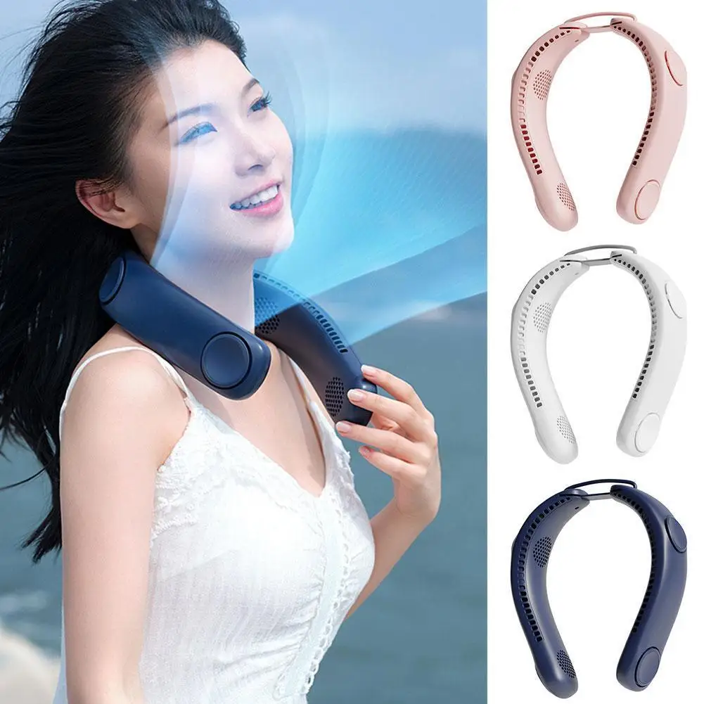 

4000mAh Portable Mini Hanging Neck Fan Leafless Fan USB Charging Air Cooler Foldable Handheld 3-gear Ventilador For Outdoor Mute