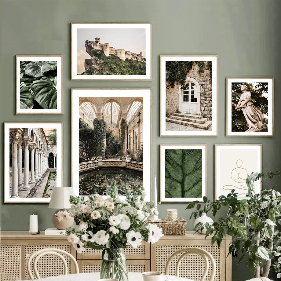 

Door Roman Column Statue Monstera Leaves Wall Art Canvas Painting Nordic Posters And Prints Wall Pictures For Living Room Decor