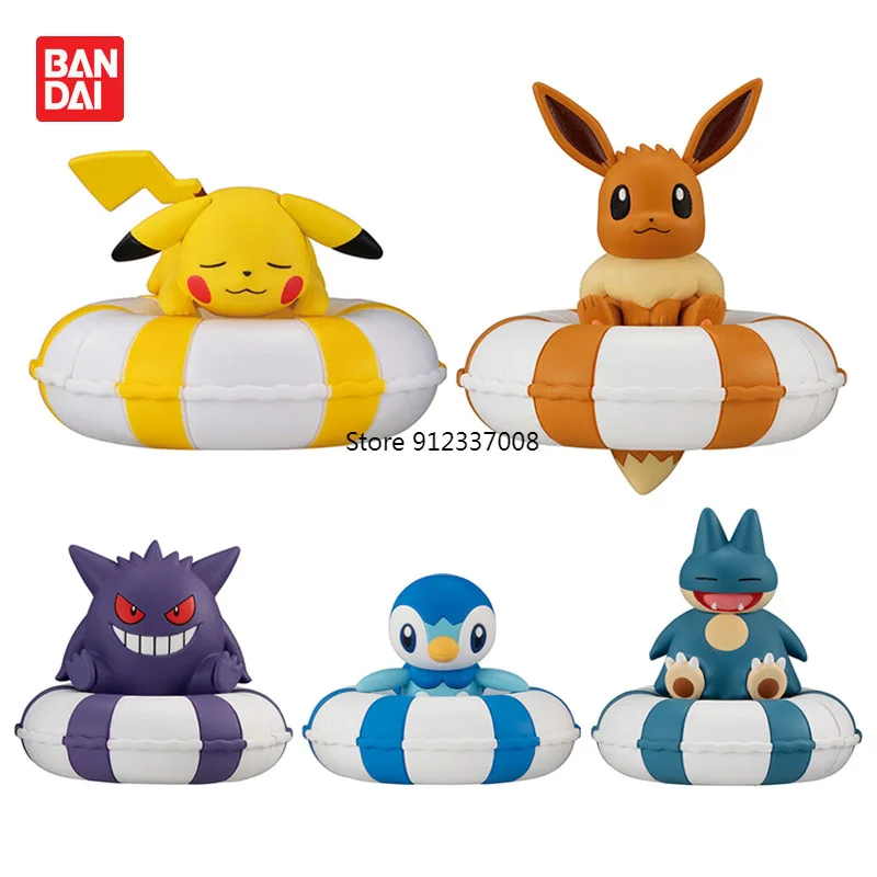 

Bandai Gashapon Genuine Capsule Toy Gacha Pokemon Figure Picachu Eevee Gengar Piplup Pocket Monster Floating Ring Decoration