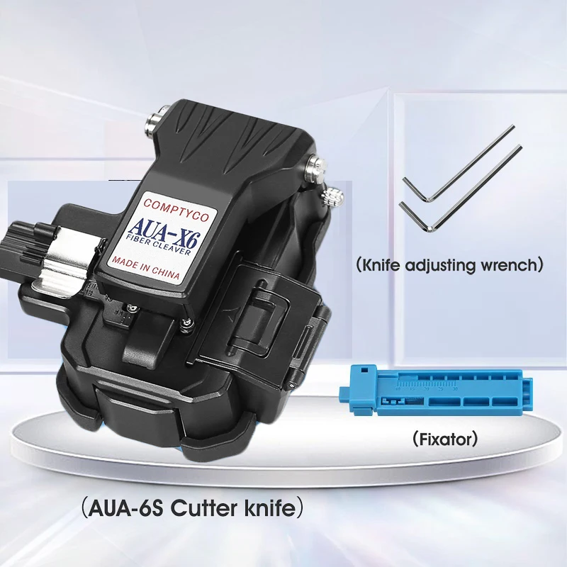 FTTH Fiber Optic Tool Kit with AUA-X6 Fiber Cleaver -70~+10dBm/-50~+26dBm G10 Optical Power Meter 10mw Visual Fault Locator