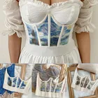 Женский корсет с винтажным принтом, топ 2021 года