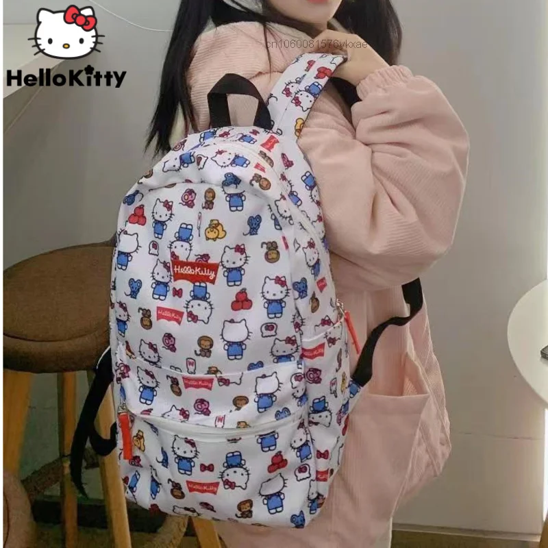 Вместительный рюкзак Sanrio для женщин, милый школьный ранец с рисунком Hello Kitty для покупок, дорожные сумки для хранения, Y2k