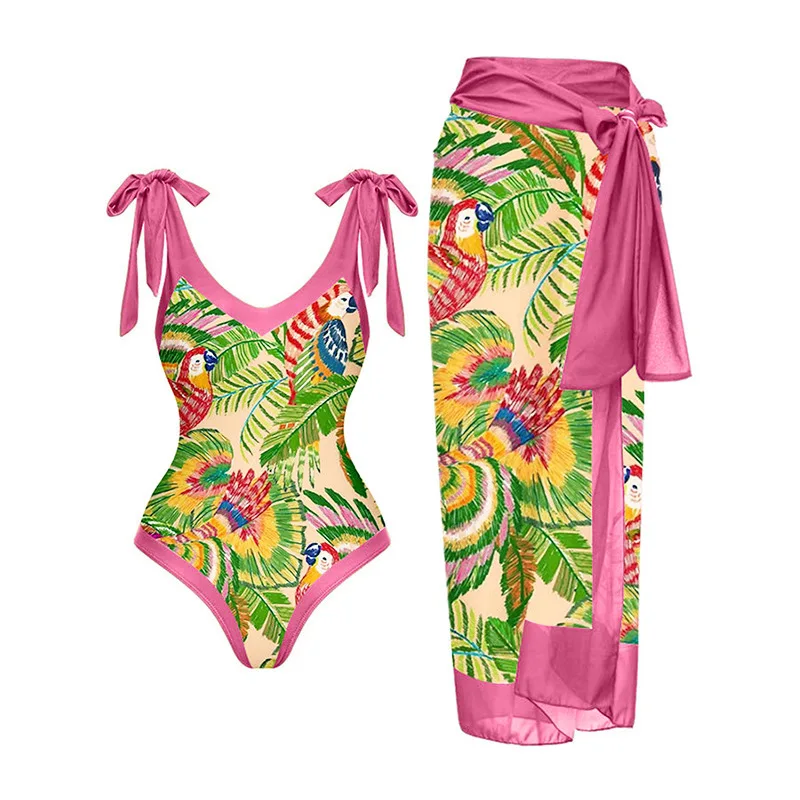 

2023 Ins Wind Restoring Ancient Ways One Piece Swimsuit Female Printing Beach Dress Suit 20 Kinds Of Style Push Up High Waist