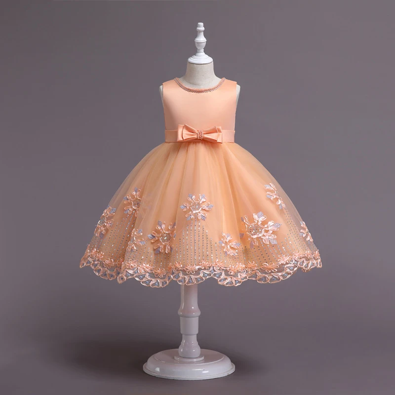 

Girl'S Dress Flat Tail Pompous Wedding Dress Dress Children Princess Dress 3-8 Years Old Middle School Children Show Dress Gauze