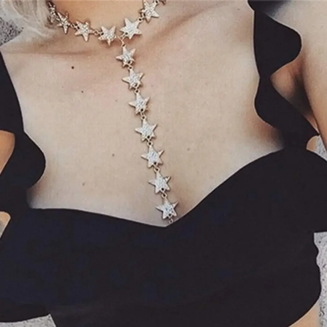 Винтажное серебряное ожерелье с кисточками в форме звезды Y золотое