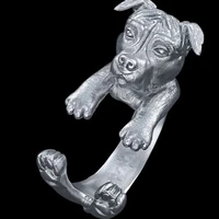 newest wholesale punk america pit bull terrier ring free size hippie animal jewelry for pet llovers 12pcslot