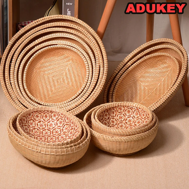 

Бамбуковая плетеная корзина для хлеба ADUKEY, органайзер для закусок в гостиную, для дома, пикника, коробка для хранения продуктов, кухонная по...