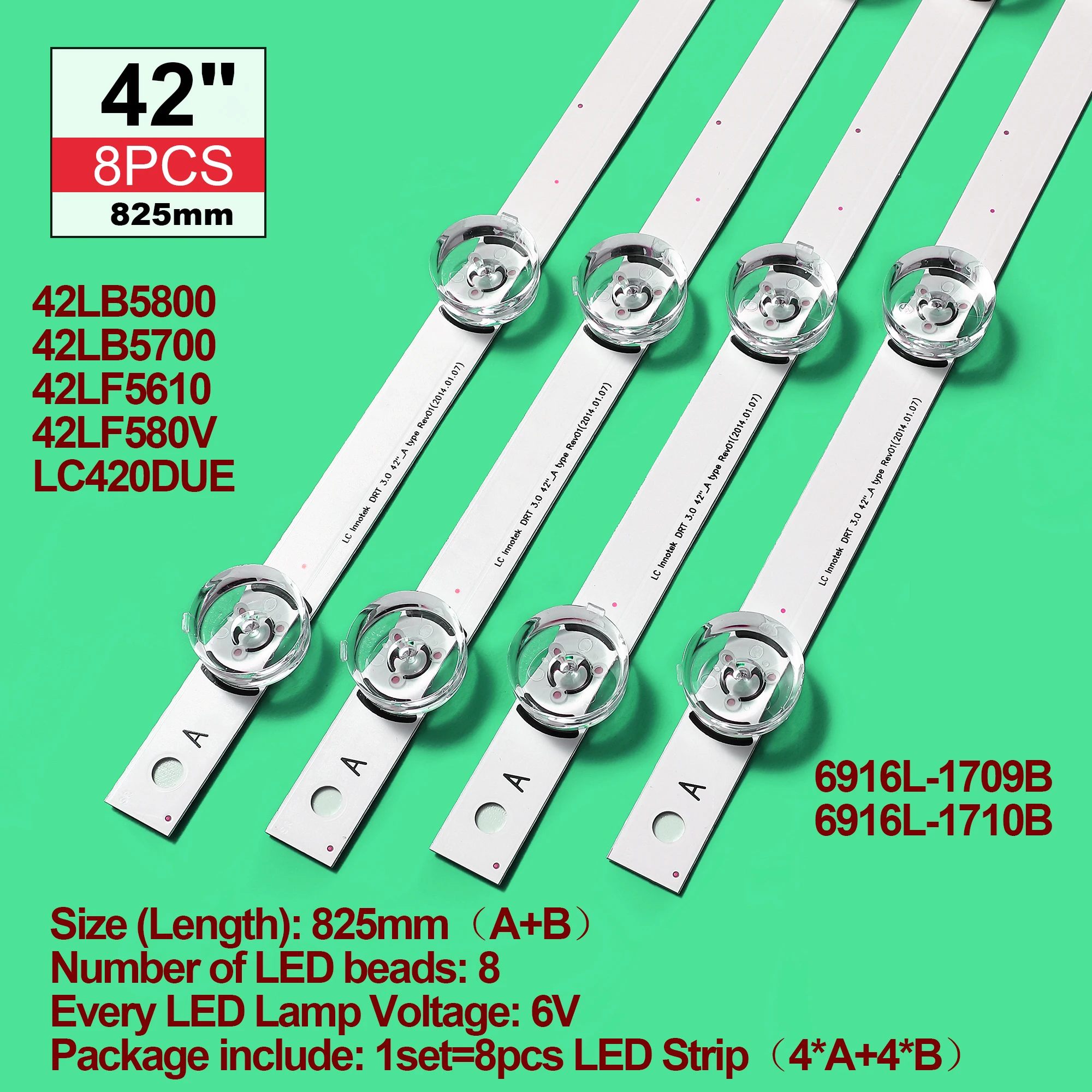 8PCS LED strip For LIG 42'' TV 42LF5600 42LB5800-ZM 42LB572V 42LB570V 42LB570U 42LB5700 42LF5800 42LB6500-UM 42LF560V 42LX530S