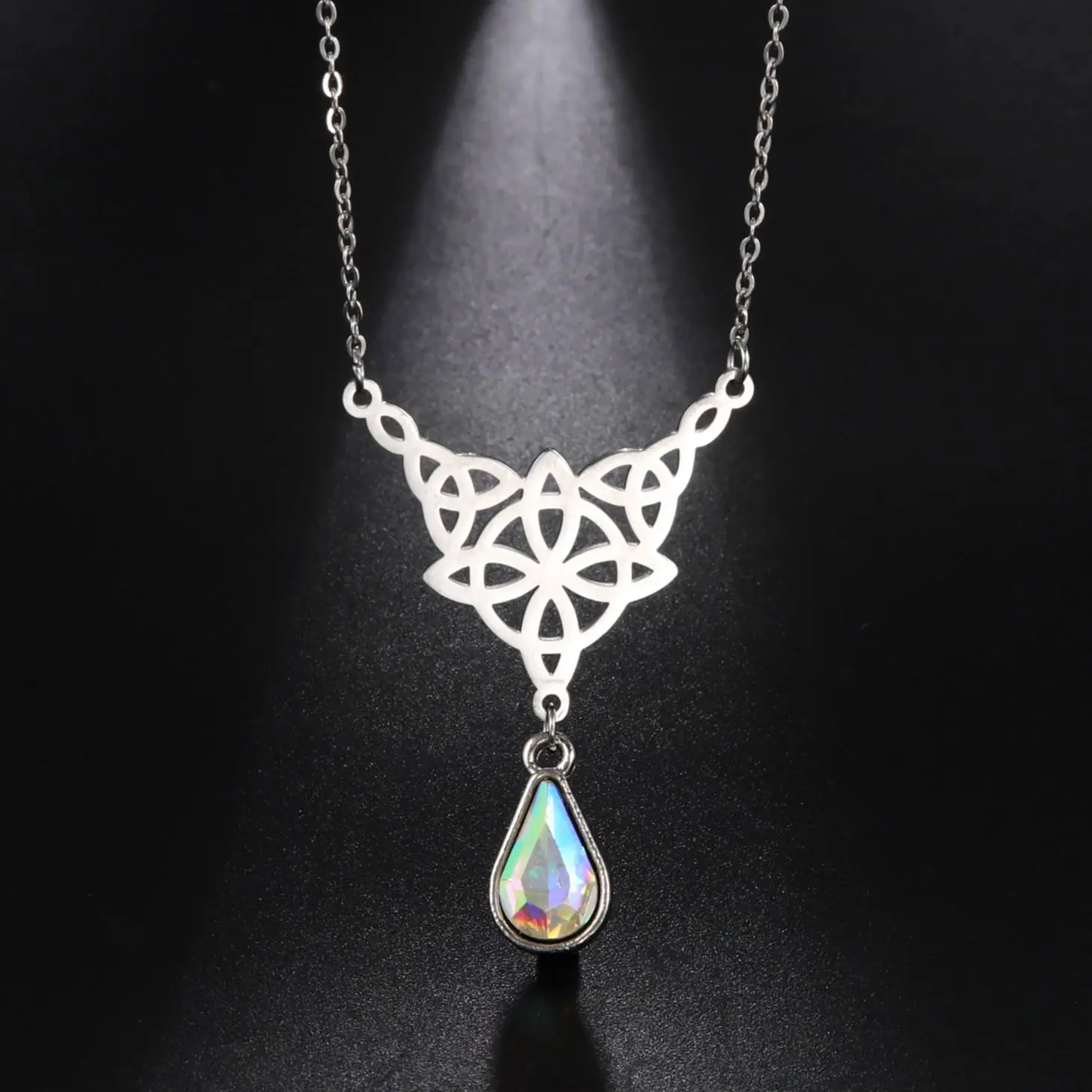 

Ожерелье с ведьмой и камнем для женщин, викканское готическое украшение из нержавеющей стали, языческий защитный амулет
