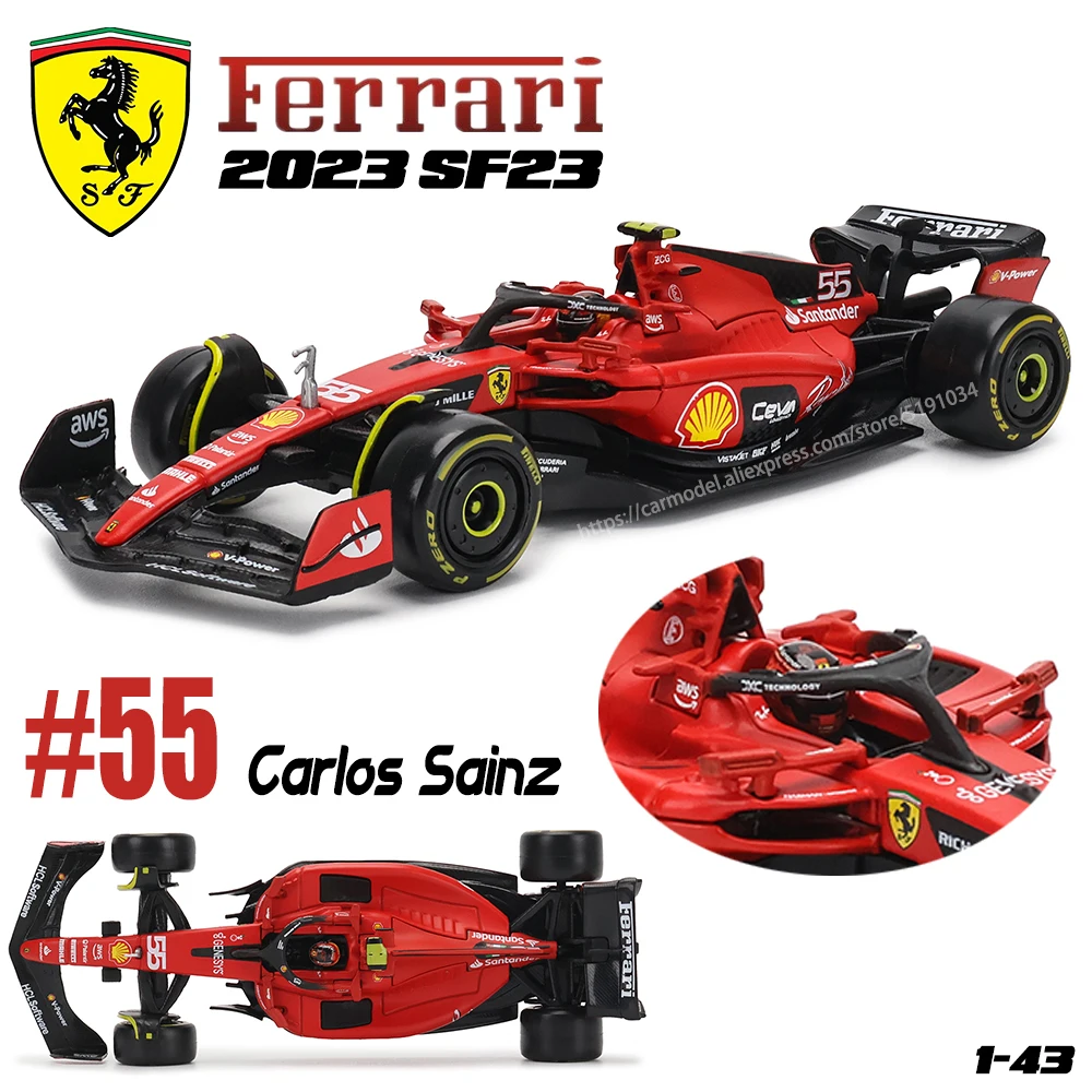 

Bburago 1:43 Scuderia Ferrari 2023 SF23 16# Charles Leclerc 55# Carlos Sainz alloy car model toy series collection gift