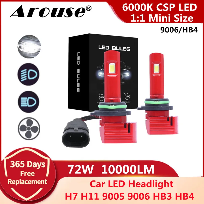 

2Pcs 9006 HB4 Led Headlight H11 H7 Led Canbus 9005 HB3 Car Headlight 72W 10000LM 6000K CSP Led Bulb Headlamp Fog Lights X11R