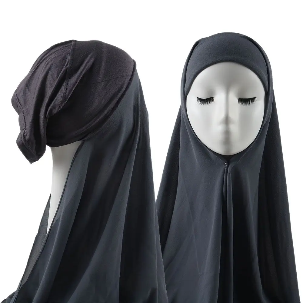 

Chiffon Instant Hijab Veil Scarf Jersey Hijab Undercap Bonnet Underscarf With Inner Hijab Cap Muslim Woman Turban Hijabs Ramadan