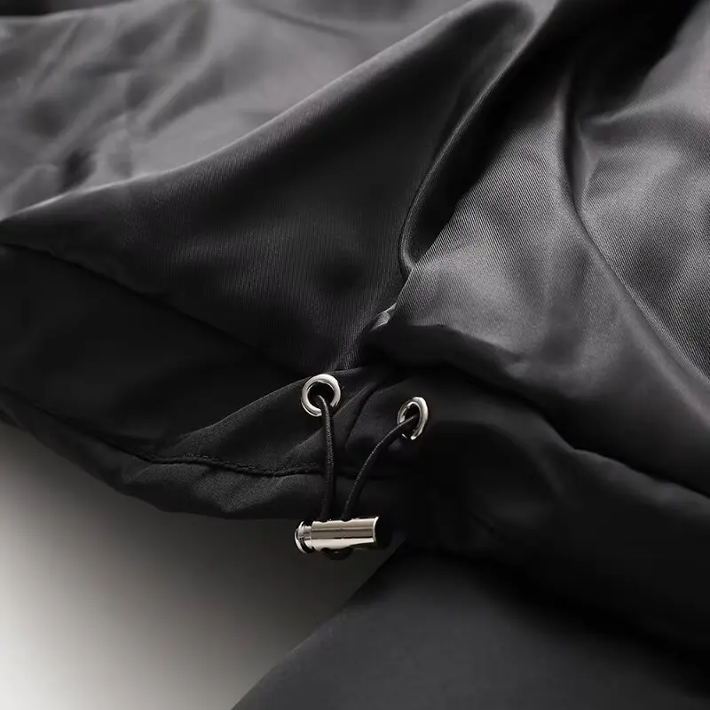 Women's Fall Winter Padding Coat TRAFZA Casual Hooded Jacket New 2024 Fashion Simple Versatile Black