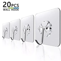 20pcs 6x6cm transparent strong self adhesive door wall hangers hooks suction heavy load rack cup sucker for kitchen bathroom