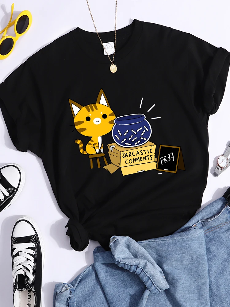 

Kawaii Cat Футболка Sarcastic комментарии женские модные футболки уличный хип-хоп короткий топ крутые спортивные дышащие женские футболки повседневные